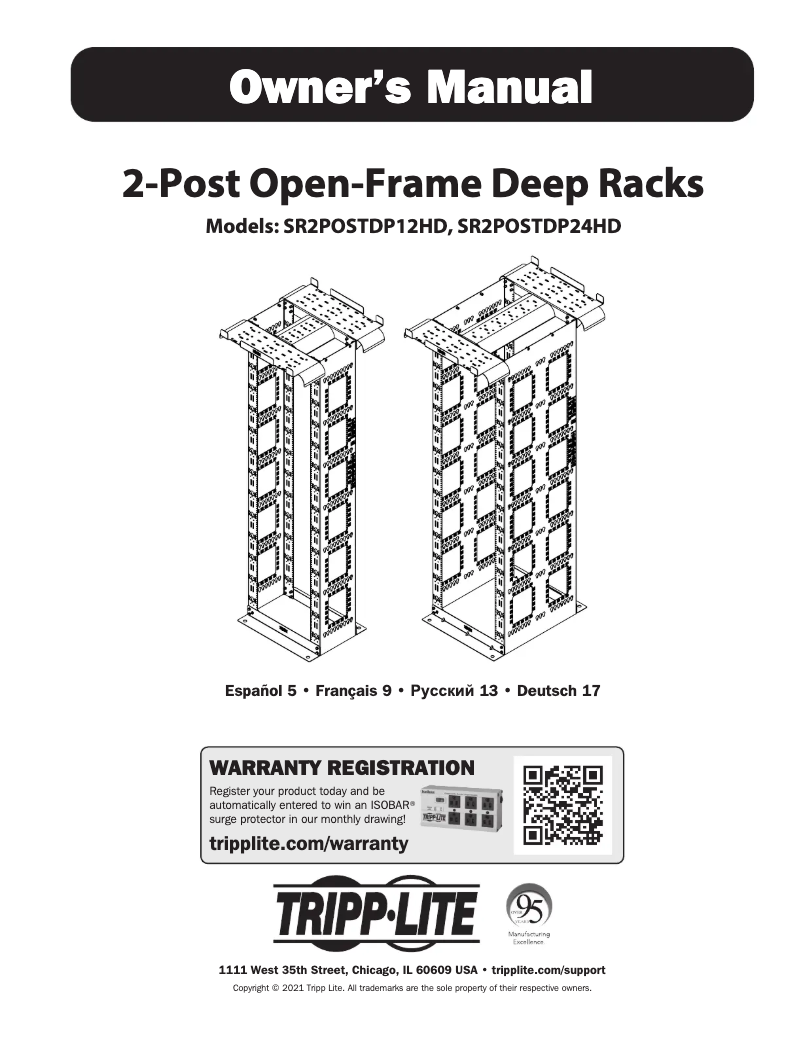 Page 1 de la notice Manuel utilisateur Tripp Lite SmartRack SR2POSTDP12HD