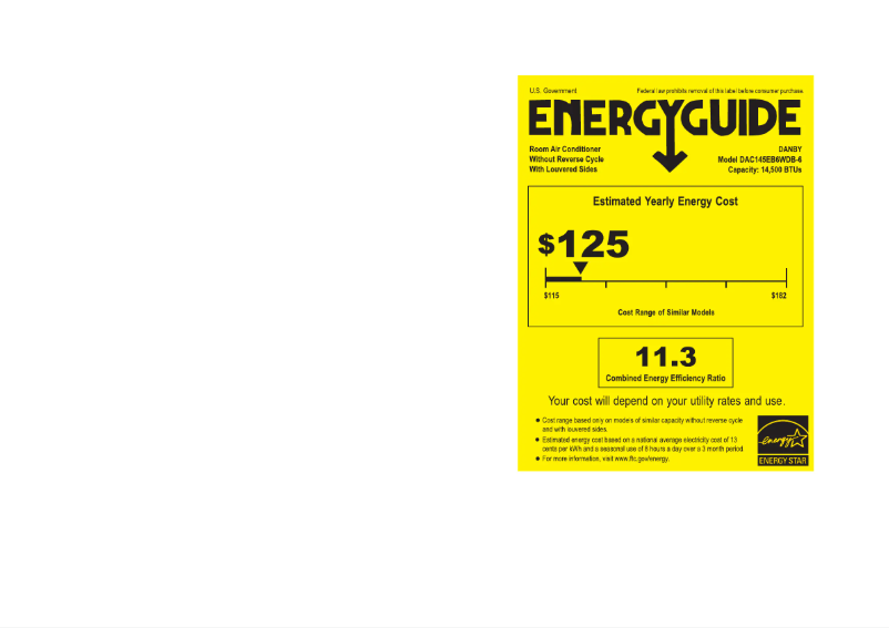 Página 1 del manual Etiqueta energética Danby DAC145EB6WDB-6