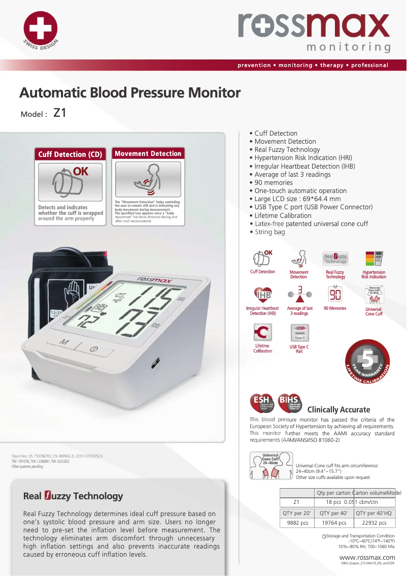 Page n°1 - Brochure Rossmax Z1