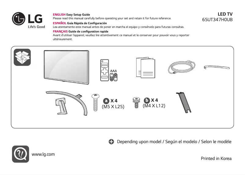 Page 1 de la notice Manuel utilisateur LG 65UT347H