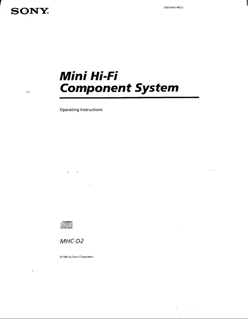 Page n°1 - Manuel utilisateur Sony MHC-D2