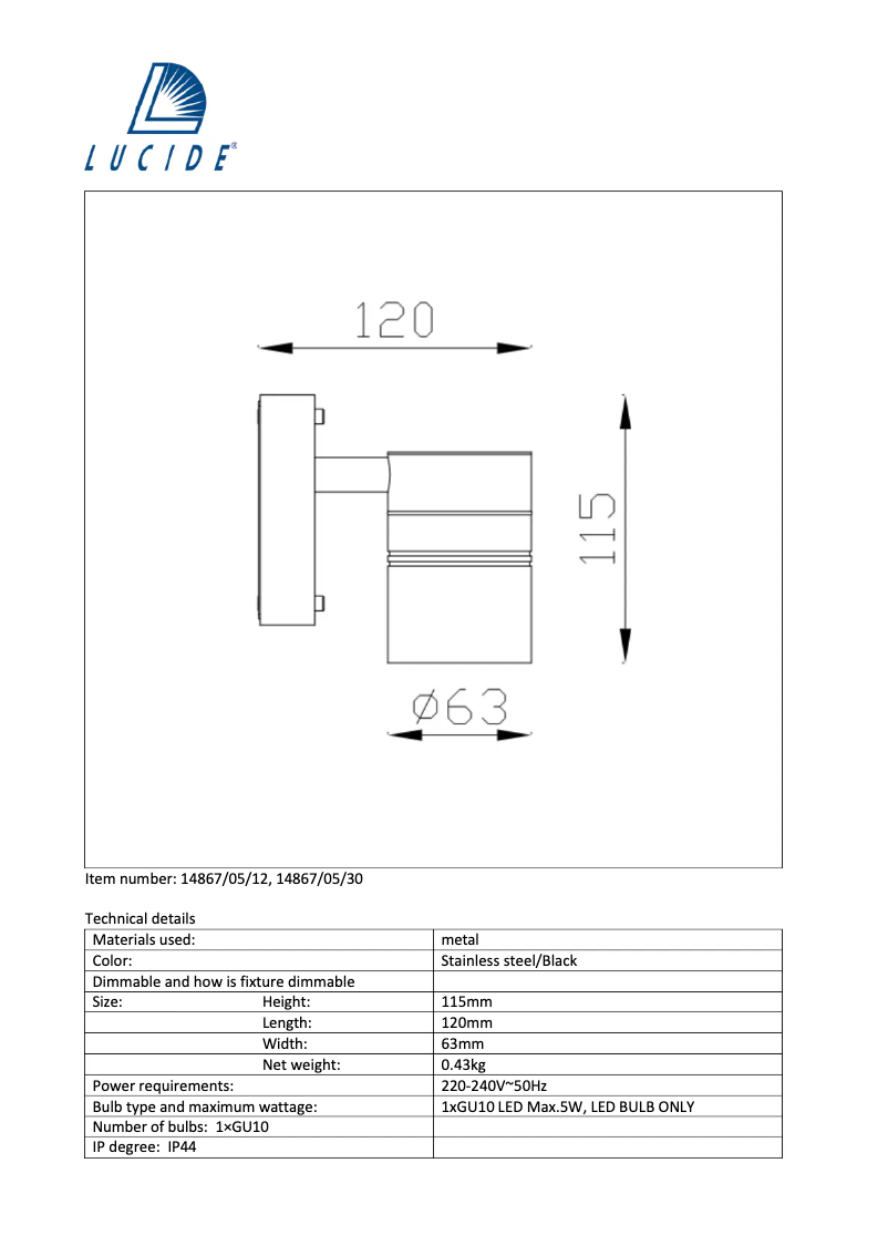 Image de la première page du manuel de l'appareil Arne 14867/05/12