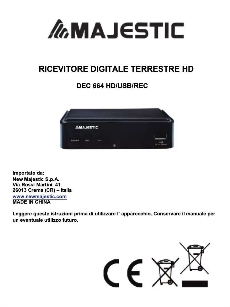 Image de la première page du manuel de l'appareil DEC-664 HD/USB/REC