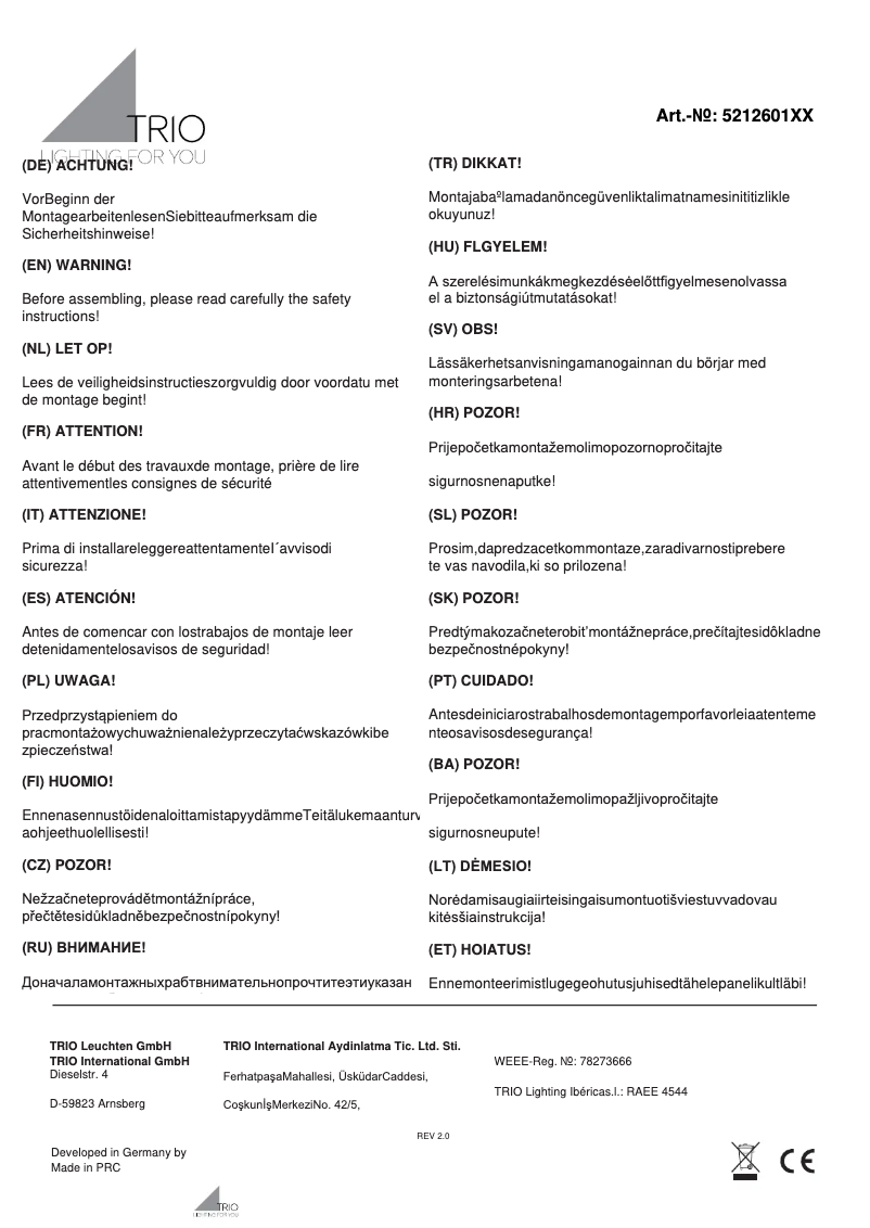 Image de la première page du manuel de l'appareil Ticino 521260142