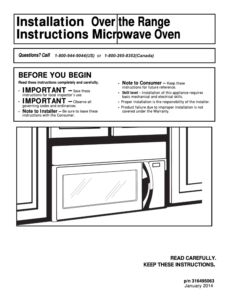 Page 1 de la notice Guide d'installation Frigidaire CFMV152KB