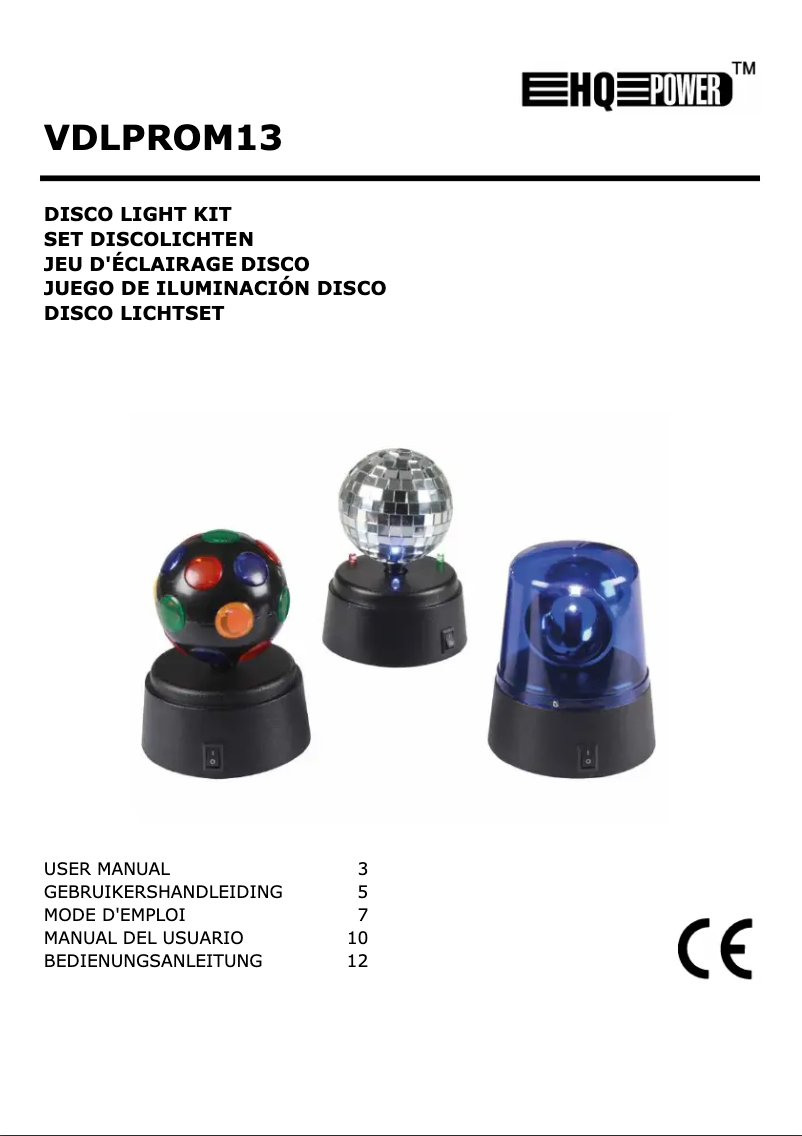 Page n°1 - Manuel utilisateur HQ Power VDLPROM13