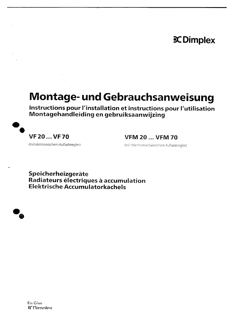 Page 1 de la notice Manuel utilisateur Dimplex VFM20
