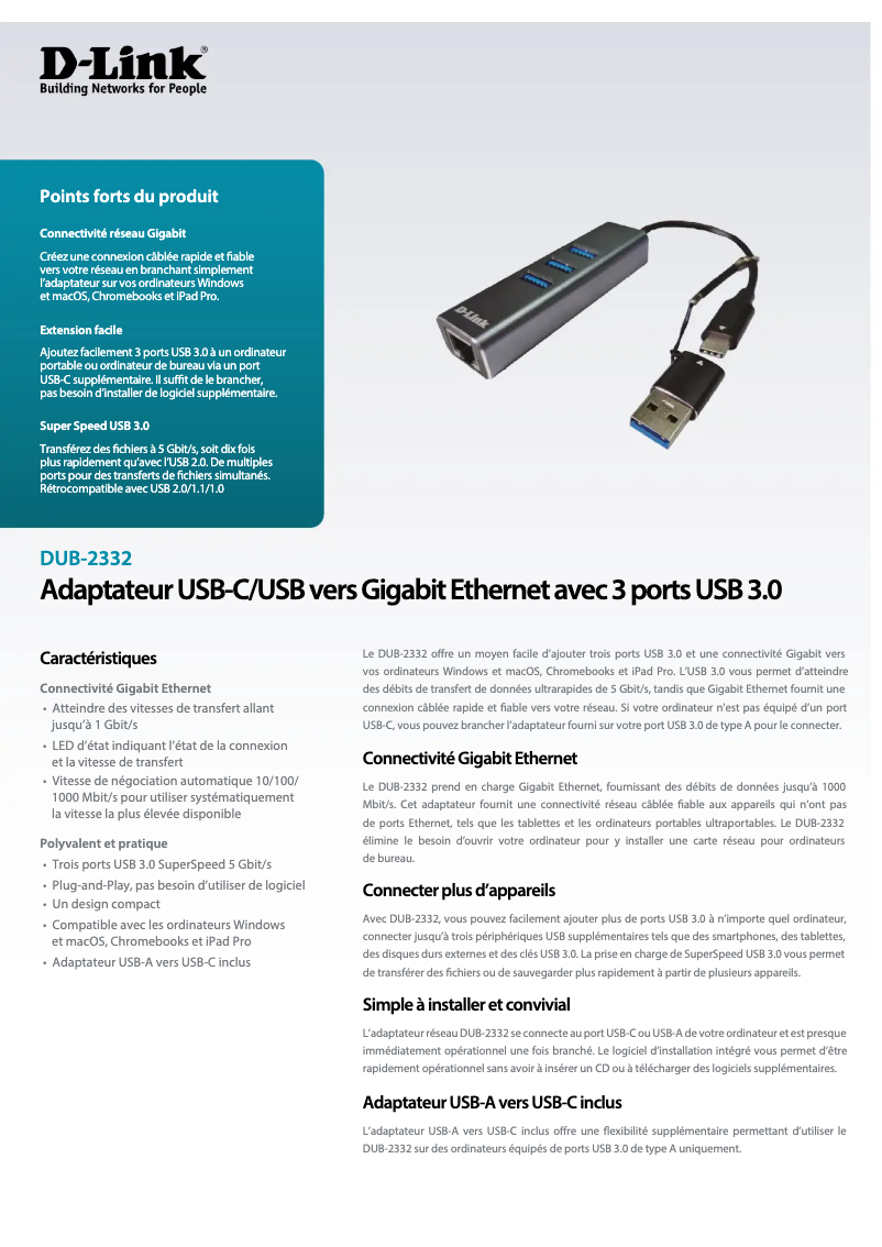 Page n°1 - Manuel utilisateur D-Link DUB-2332