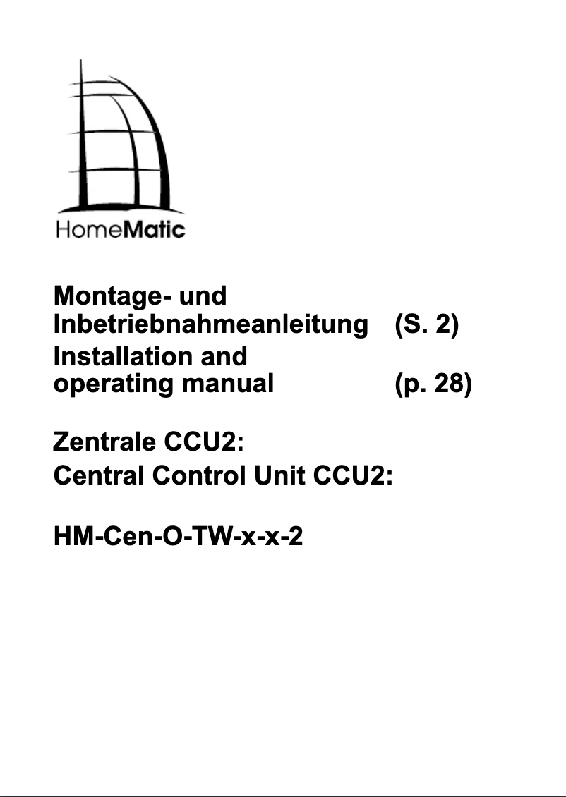 Page 1 de la notice Manuel utilisateur eQ-3 HomeMatic Zentrale CCU2