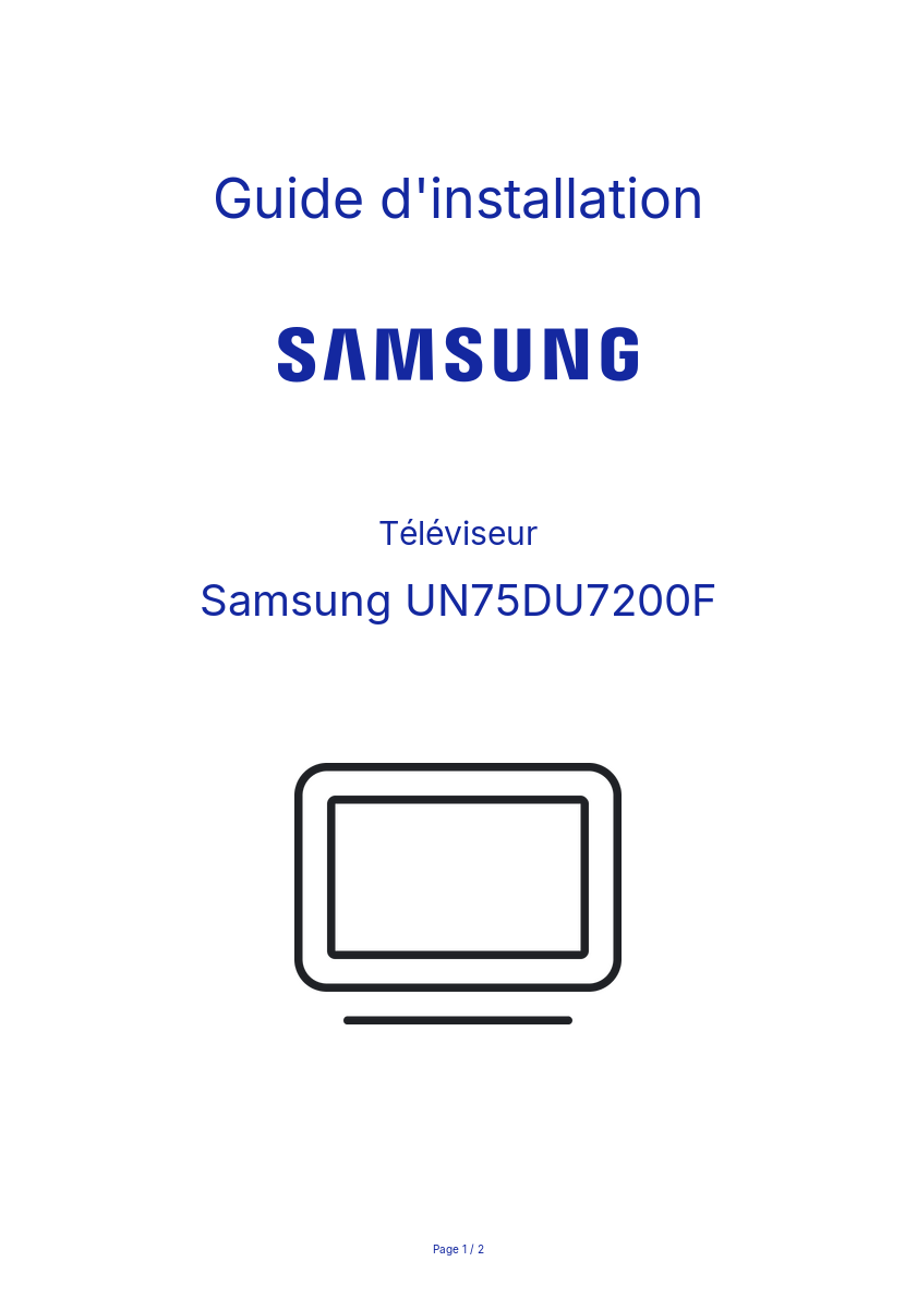Image de la première page du manuel de l'appareil UN75DU7200F
