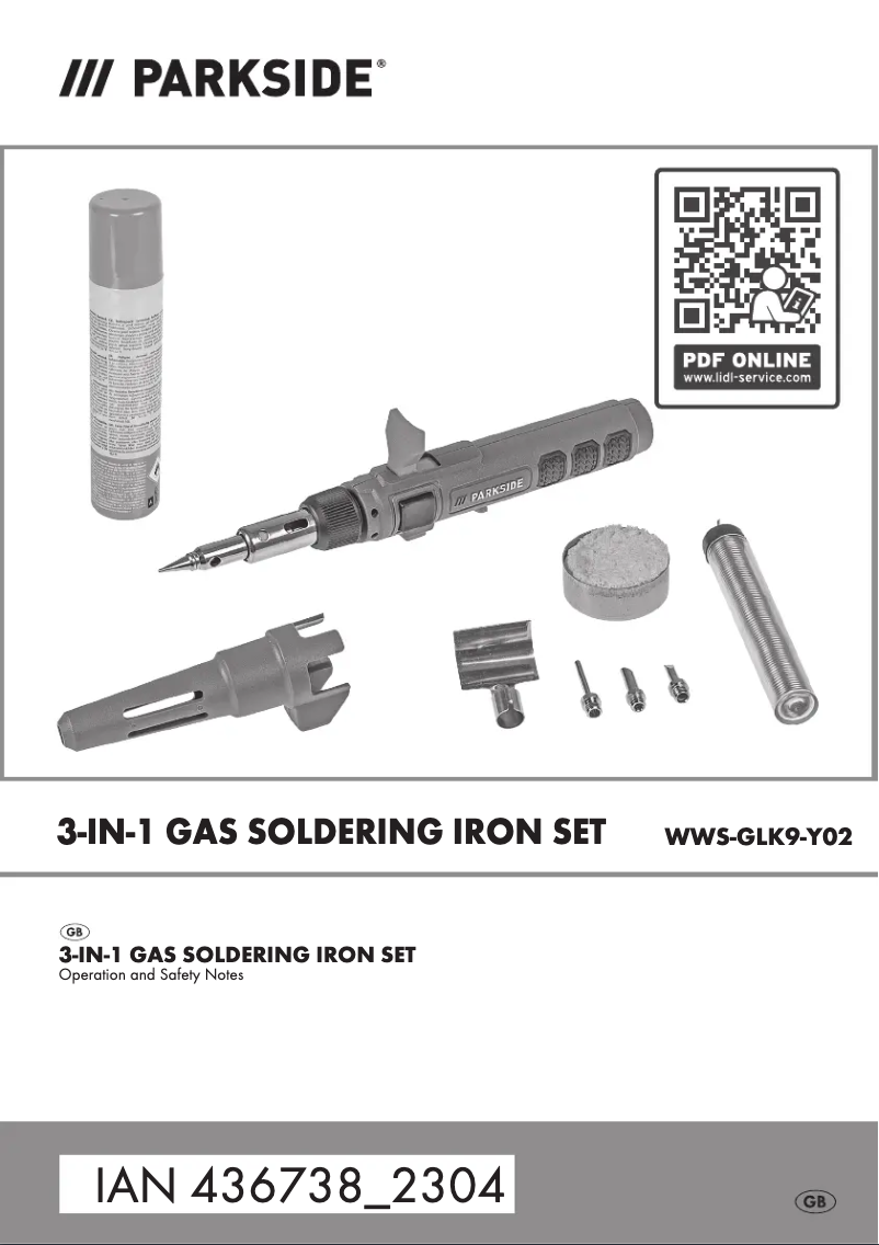 Page n°1 - Manuel utilisateur Parkside WWS-GLK9-Y02