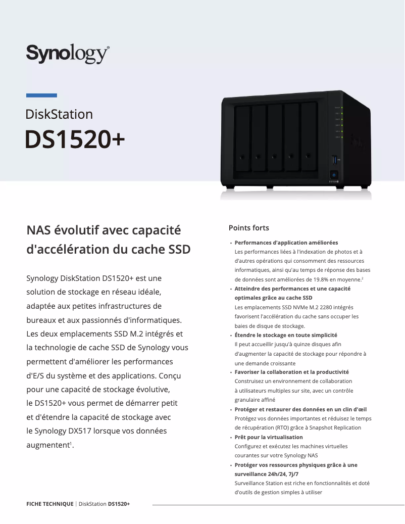 Image de la première page du manuel de l'appareil DiskStation DS1520+