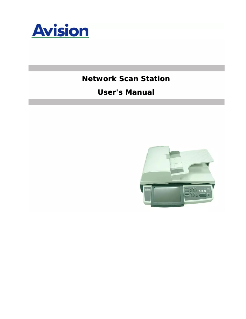 Page n°1 - Manuel utilisateur Avision @V2800