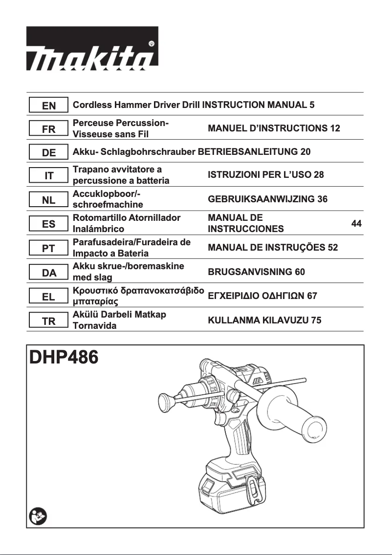 Page n°1 - Manuel utilisateur Makita DHP486
