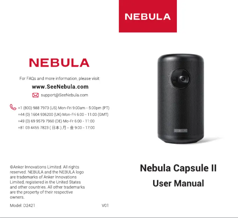 Page n°1 - Manuel utilisateur Nebula Capsule II