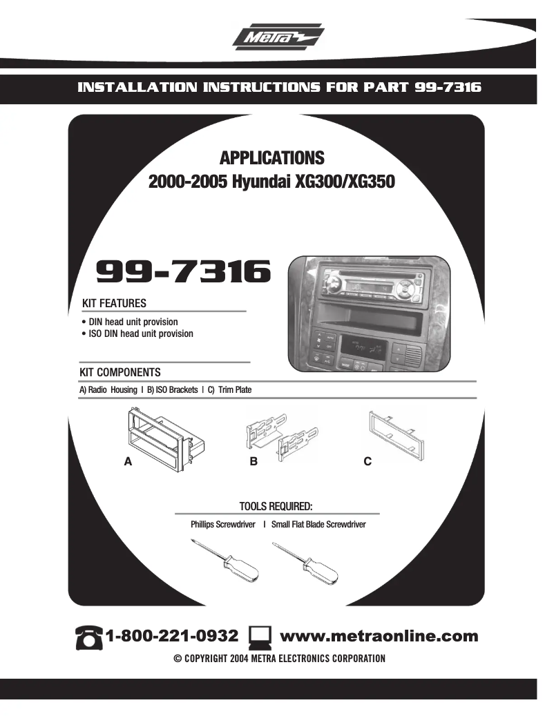 Page n°1 - Manuel utilisateur Metra 99-7316