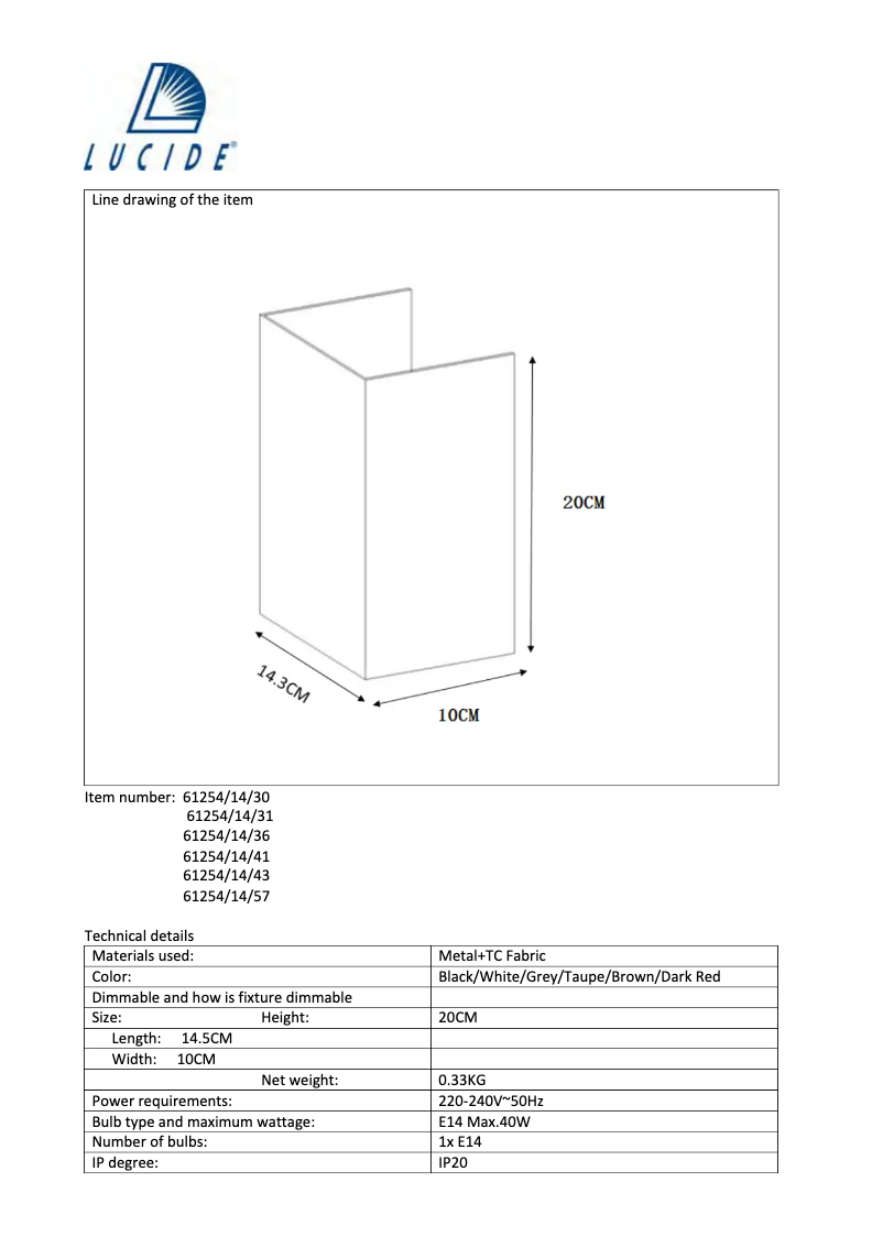 Image de la première page du manuel de l'appareil Coral 61254/14/43