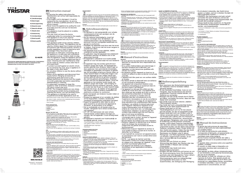 Page 1 de la notice Manuel utilisateur TriStar BL-4463PR