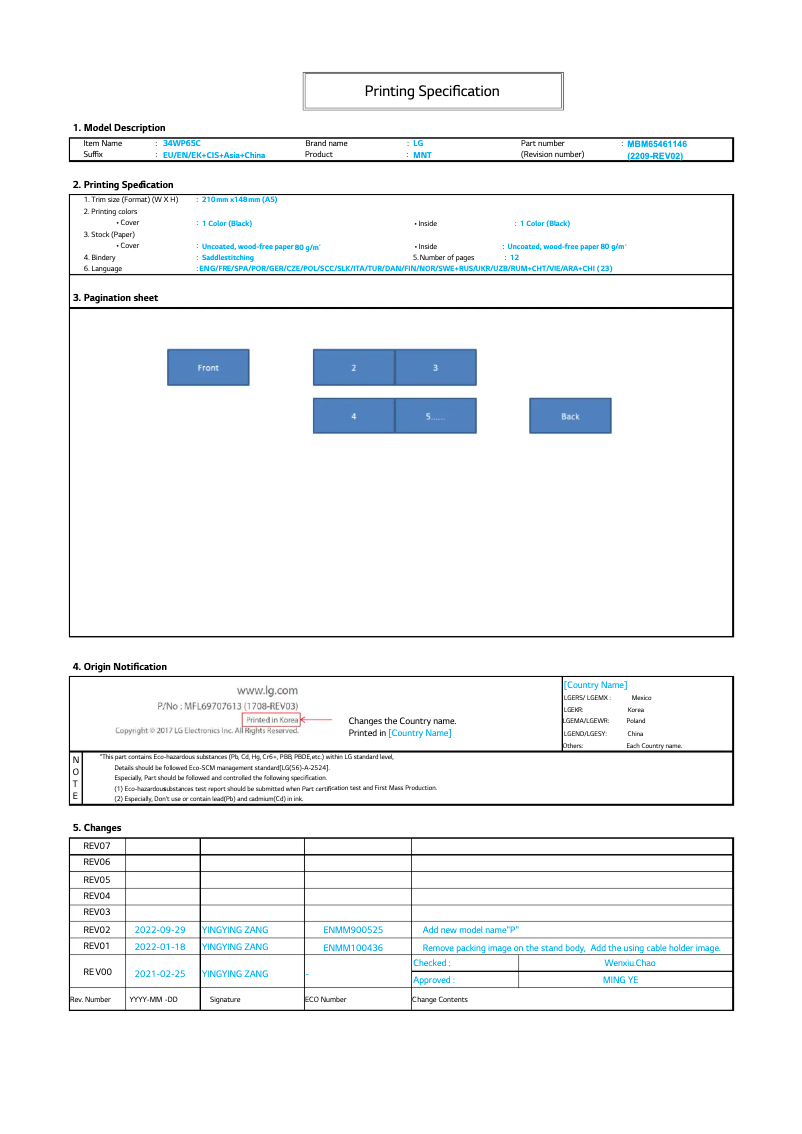 Image de la première page du manuel de l'appareil UltraWide 34WP65CP
