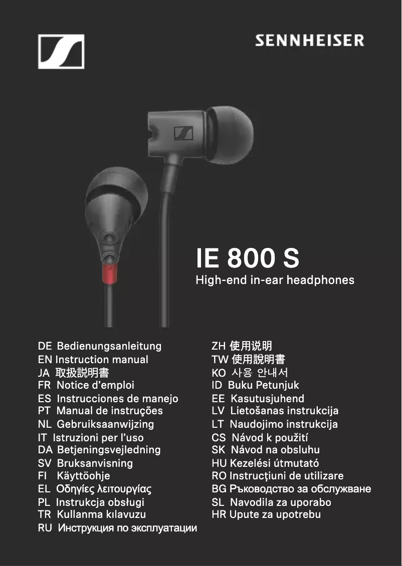 Page n°1 - Manuel utilisateur Sennheiser IE 800 S
