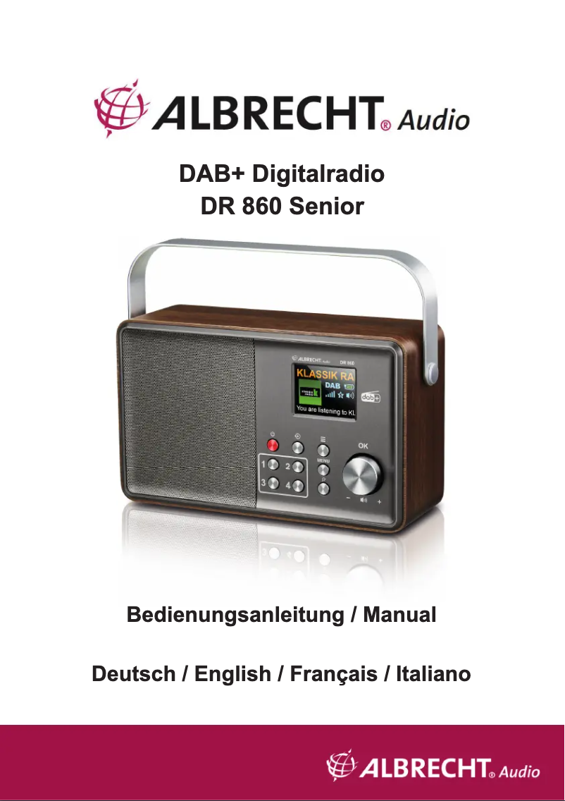 Page 1 de la notice Manuel utilisateur Albrecht DR 860 Senior