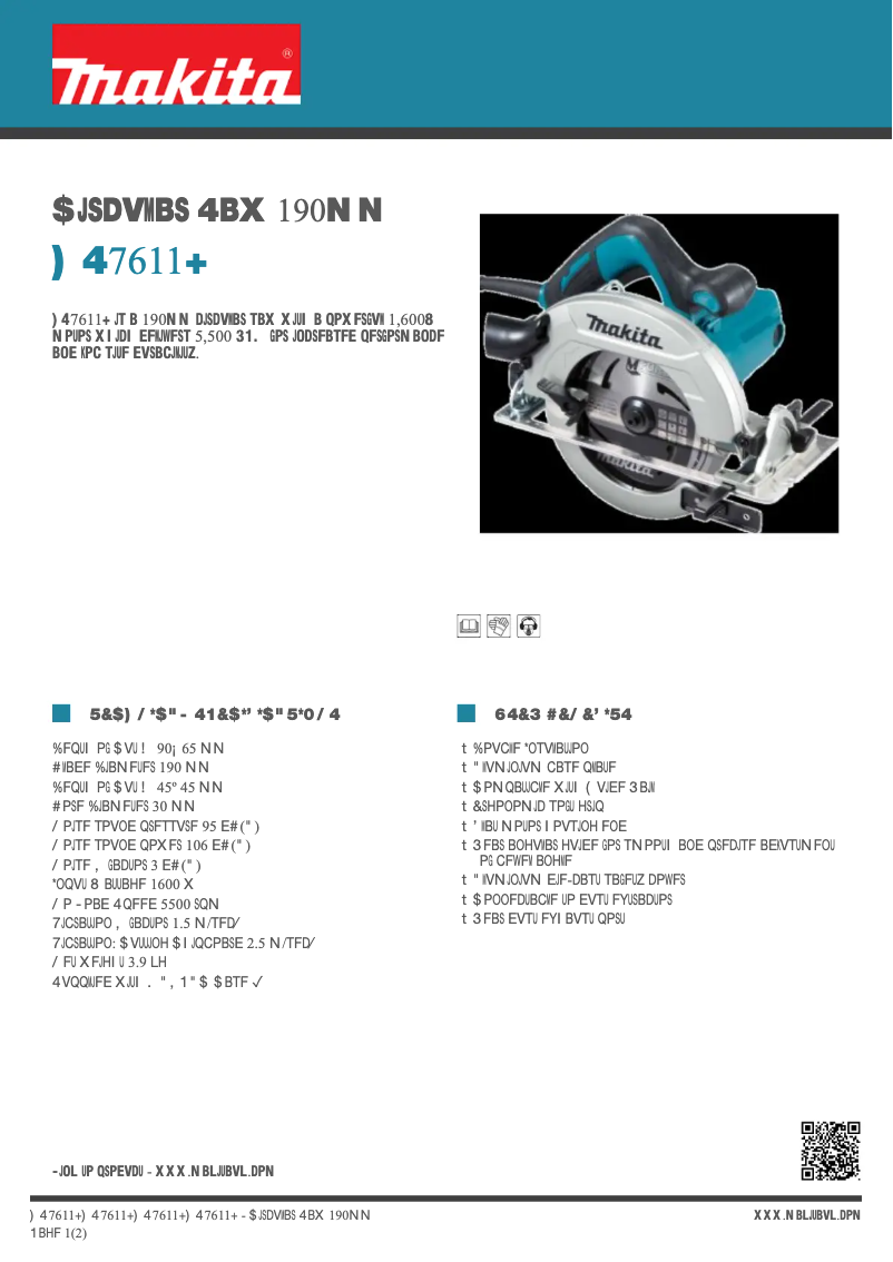 Page n°1 - Fiche technique Makita HS7611J