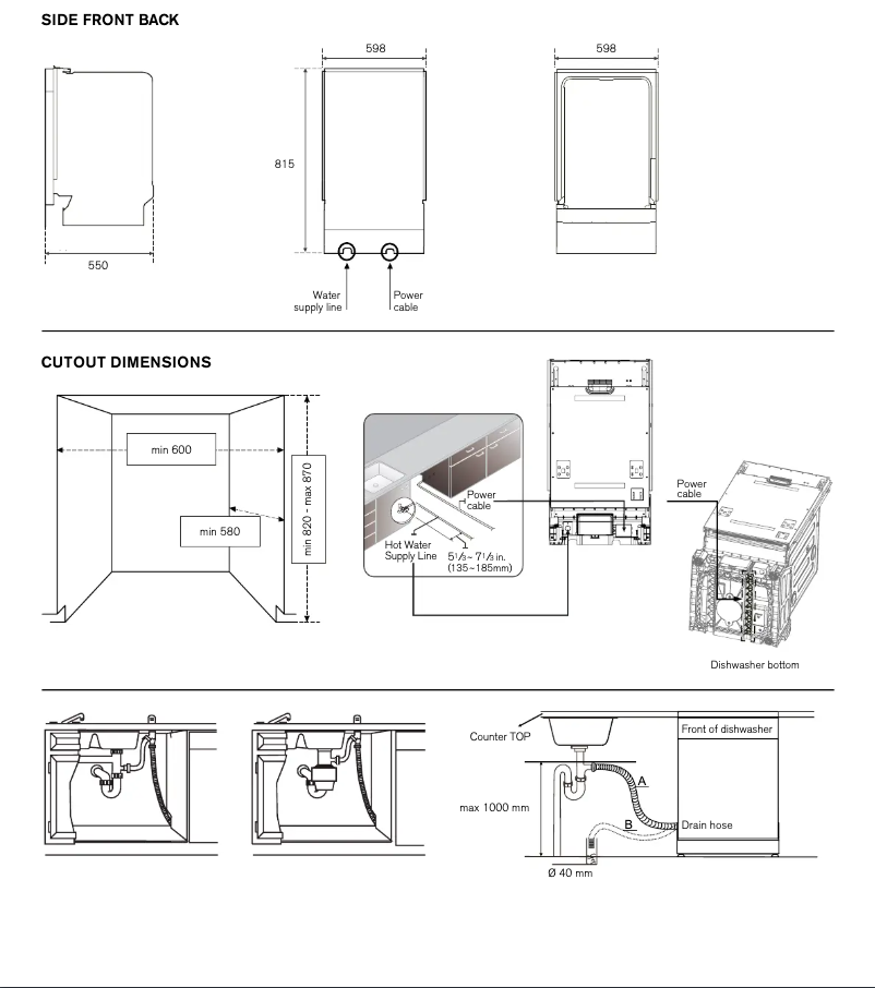 Page 1 de la notice Guide d'installation Bertazzoni DW60EPRS