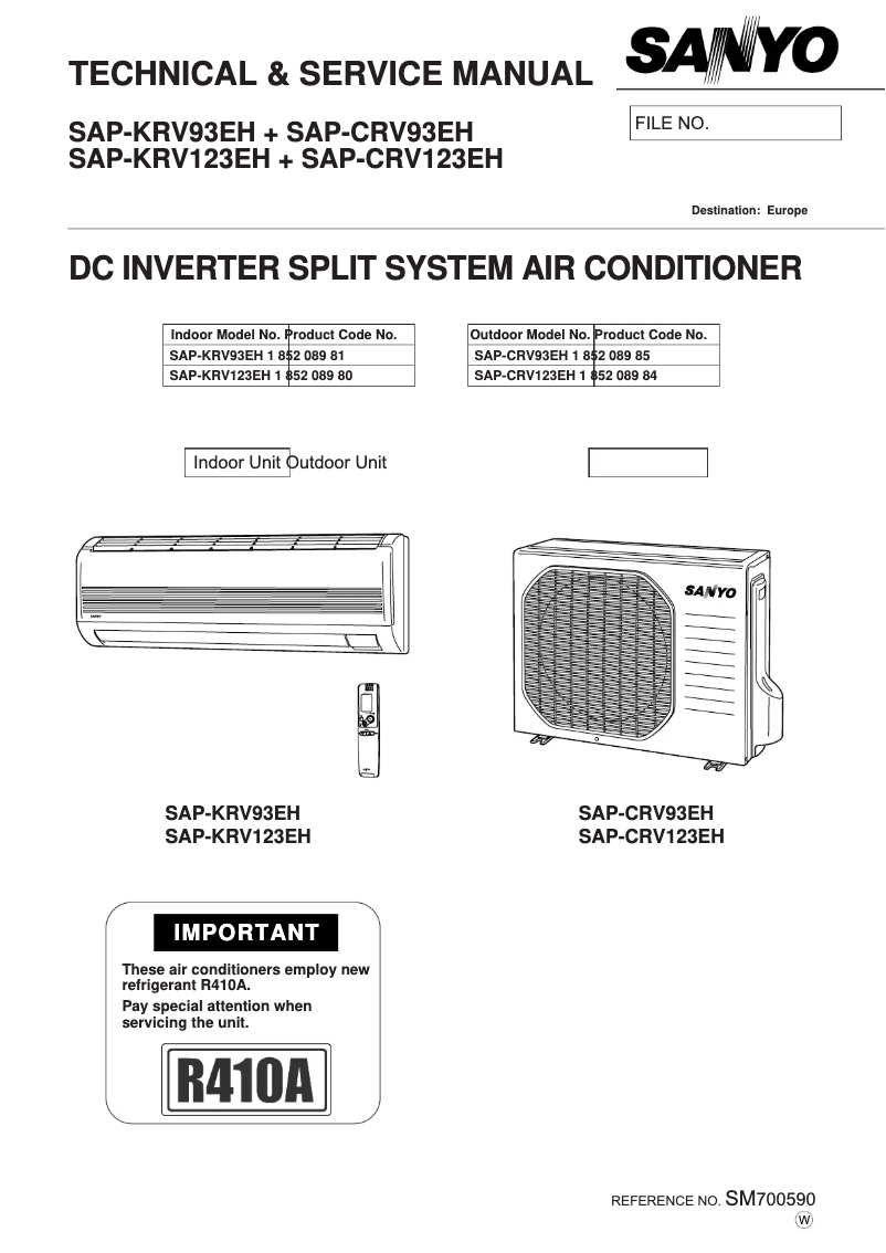 Image de la première page du manuel de l'appareil SAP-KRV93EHE
