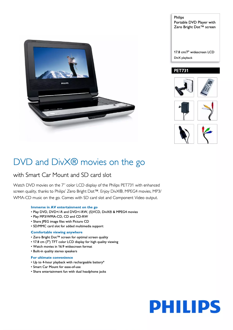 First page image of the manual for PET731