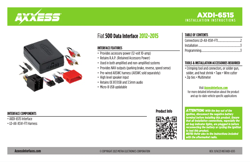 Page 1 de la notice Manuel utilisateur AXESS AXDI-6515