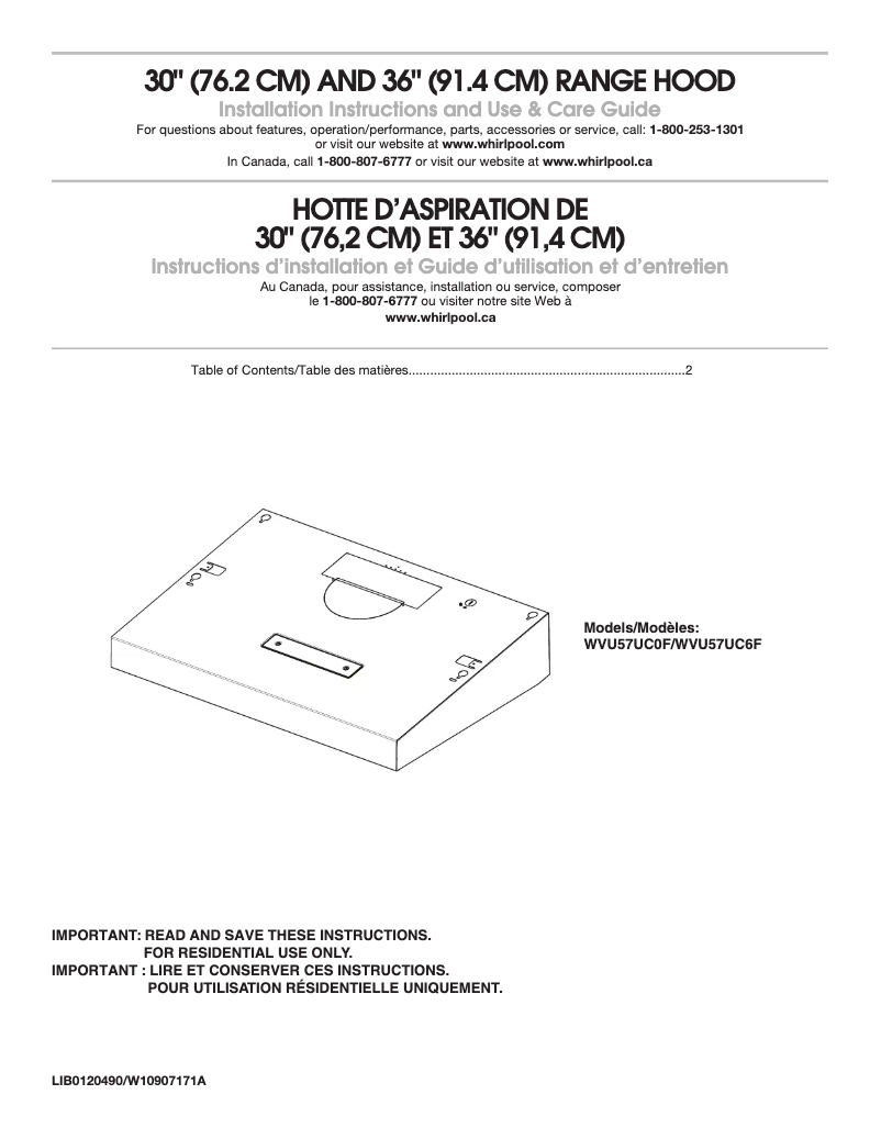 Page n°1 - Guide d'installation Maytag WVU57UC0FS
