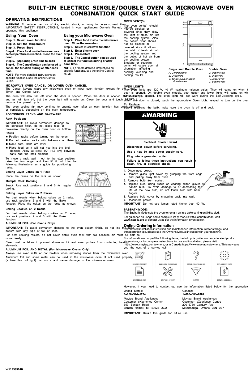 Page n°1 - Guide de démarrage rapide Maytag MOEC6030LZ