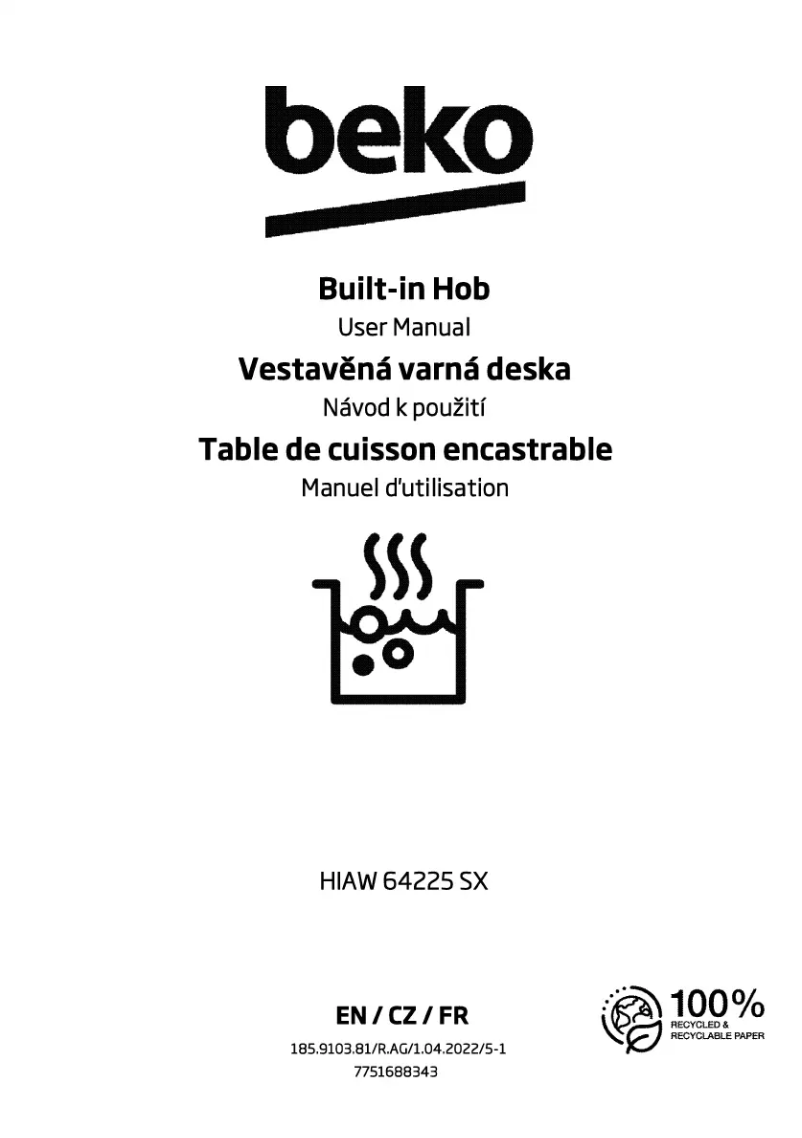 Page n°1 - Manuel utilisateur Beko HIAW 64225 SX
