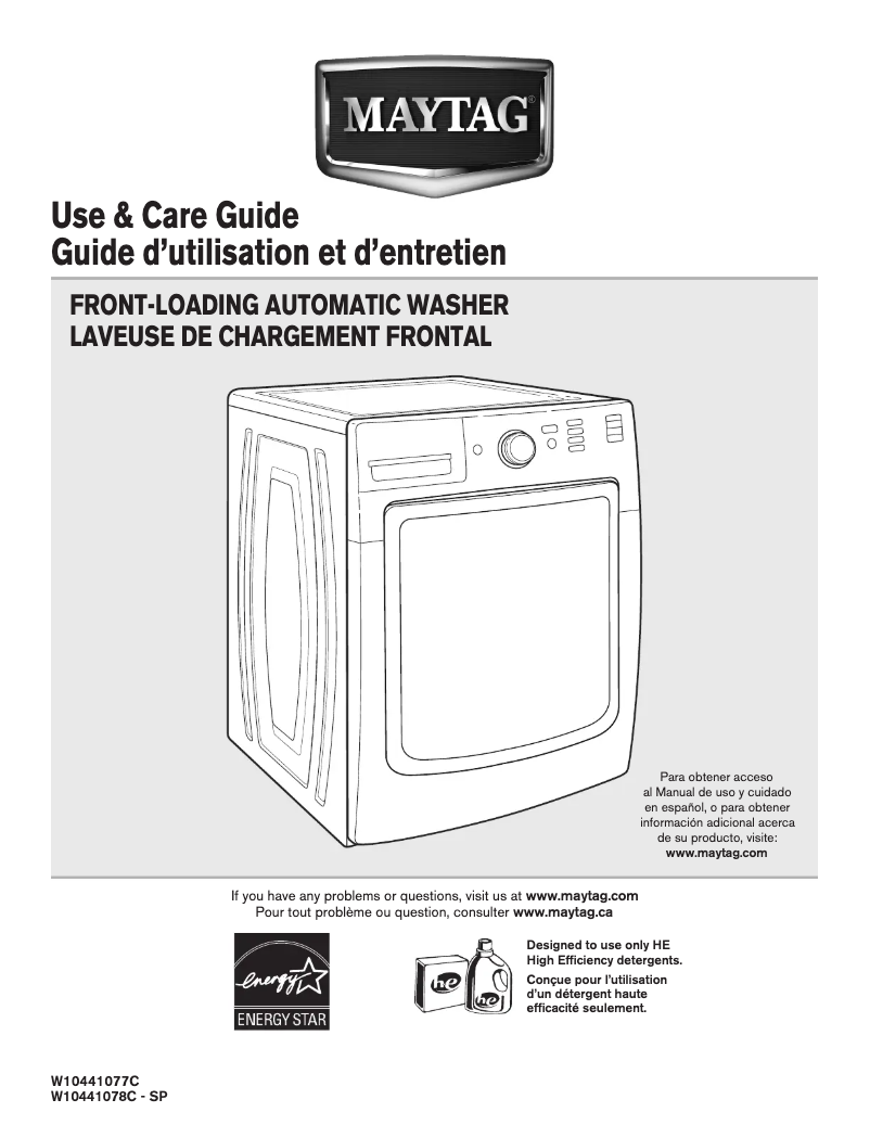 Page 1 de la notice Manuel utilisateur Maytag MHW3000BW Maxima X