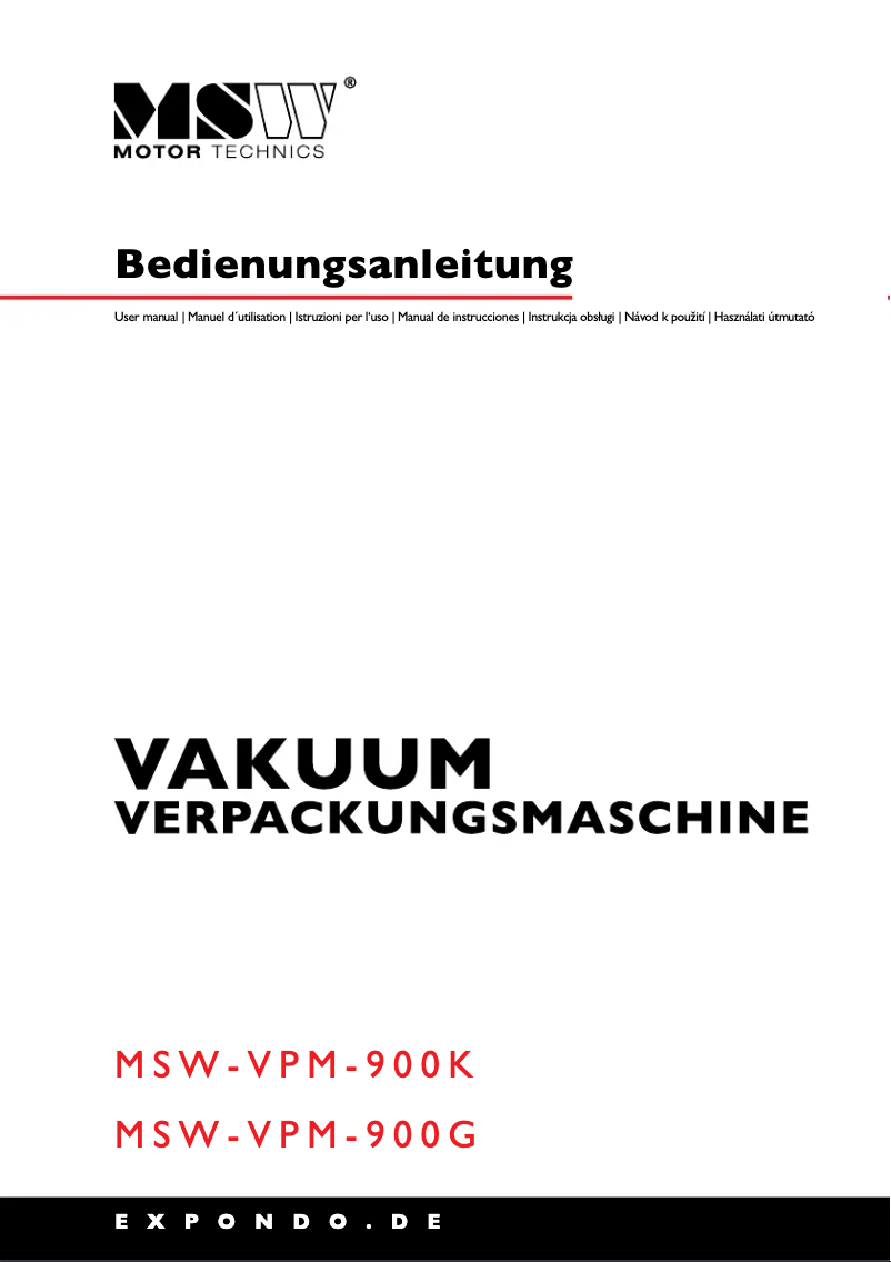 Image de la première page du manuel de l'appareil MSW-VPM-900K