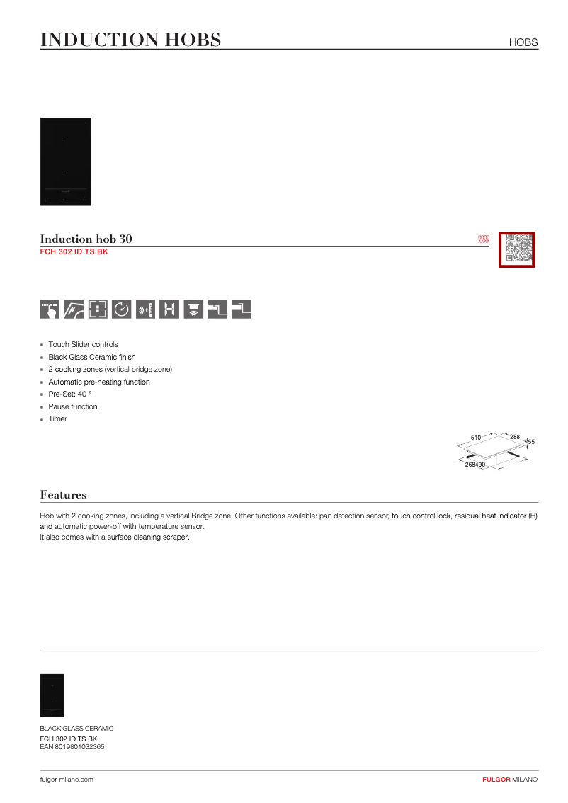 Page n°1 - Fiche technique Fulgor Milano FCH 302 ID TS BK