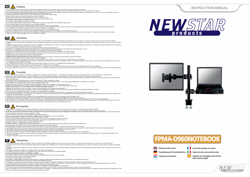 Page n°1 - Manuel utilisateur Newstar FPMA-D960NOTEBOOK