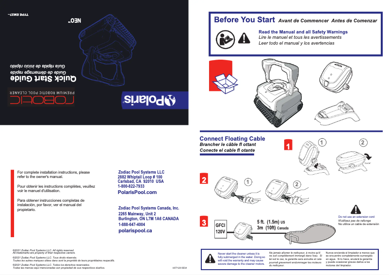 Page 1 de la notice Guide de démarrage rapide Polaris NEO