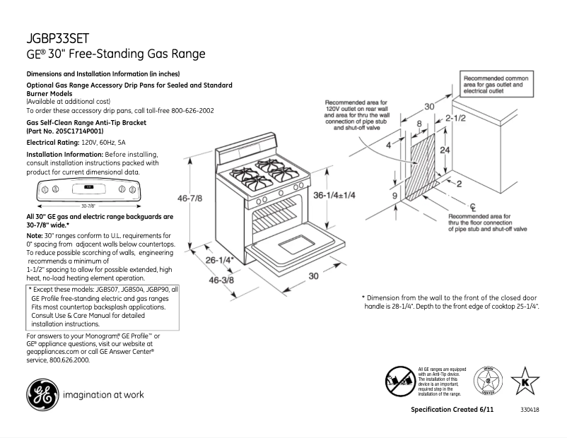 Image de la première page du manuel de l'appareil JGBP33SETSS