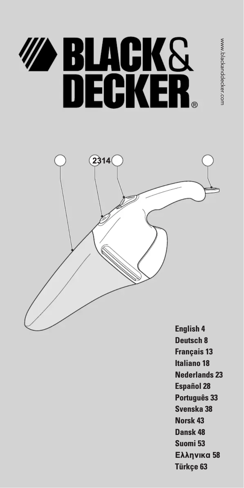 Page n°1 - Manuel utilisateur Black & Decker Dustbuster WV4850