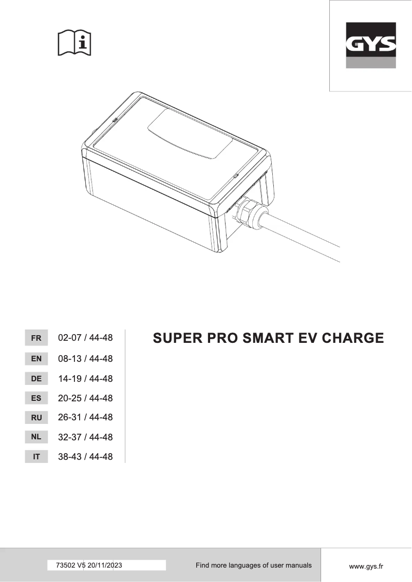 Page 1 de la notice Manuel utilisateur GYS Super Pro Smart