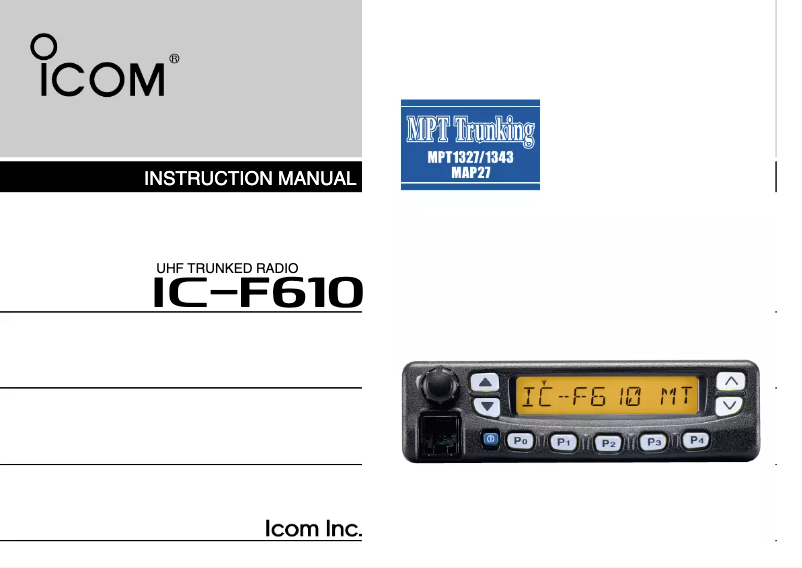 Image de la première page du manuel de l'appareil IC-F610