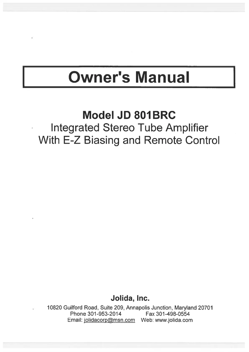 Page n°1 - Manuel utilisateur Jolida JD 801BRC