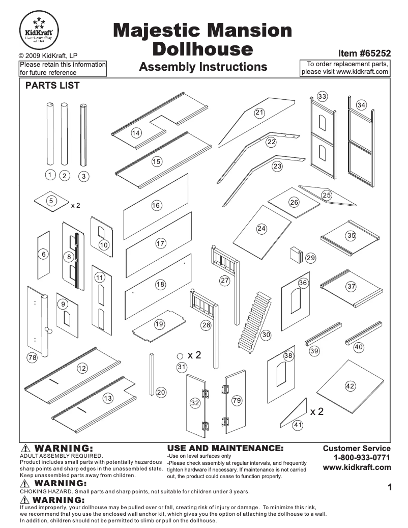Page n°1 - Manuel utilisateur KidKraft 65252