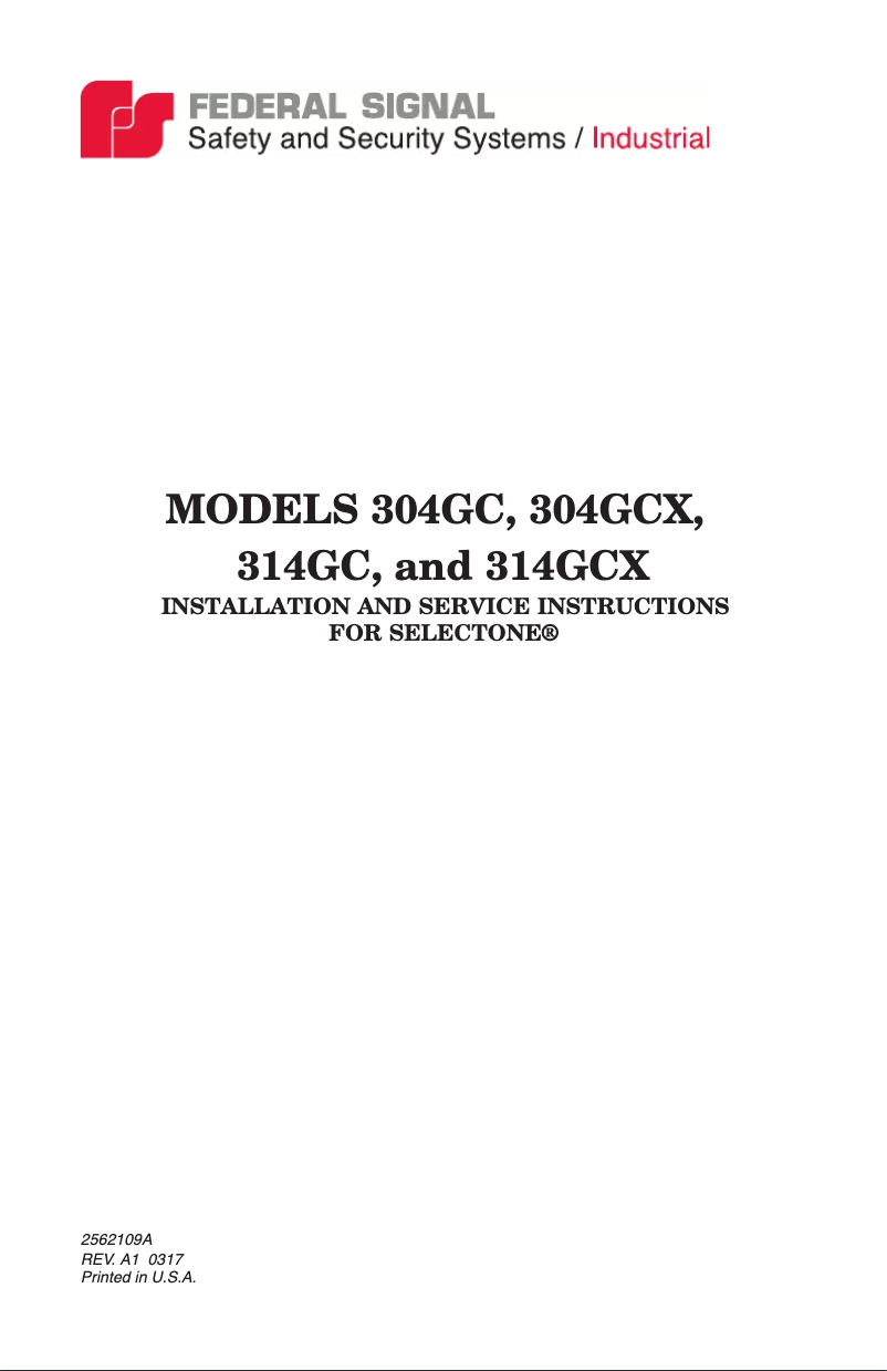 Página 1 del manual Manual de usuario Federal Signal SelecTone 314GCX
