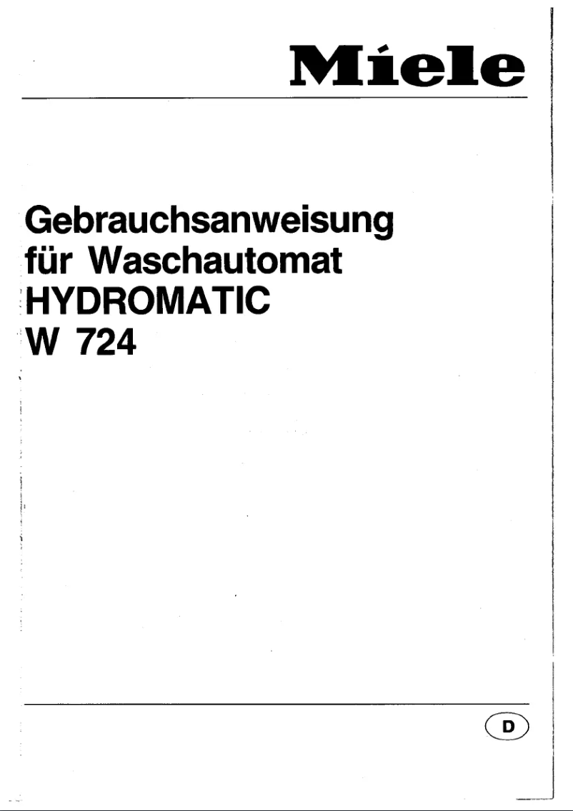 Page 1 de la notice Manuel utilisateur Miele Hydromatic W 724