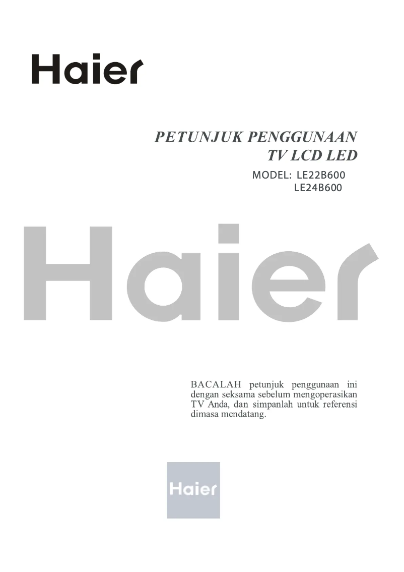 Page n°1 - Manuel utilisateur Haier LE24B600