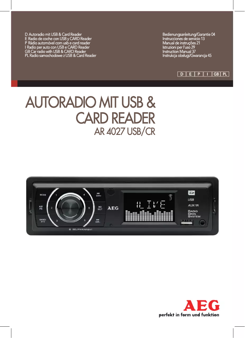 Page 1 de la notice Manuel utilisateur AEG AR 4027 USB/CR