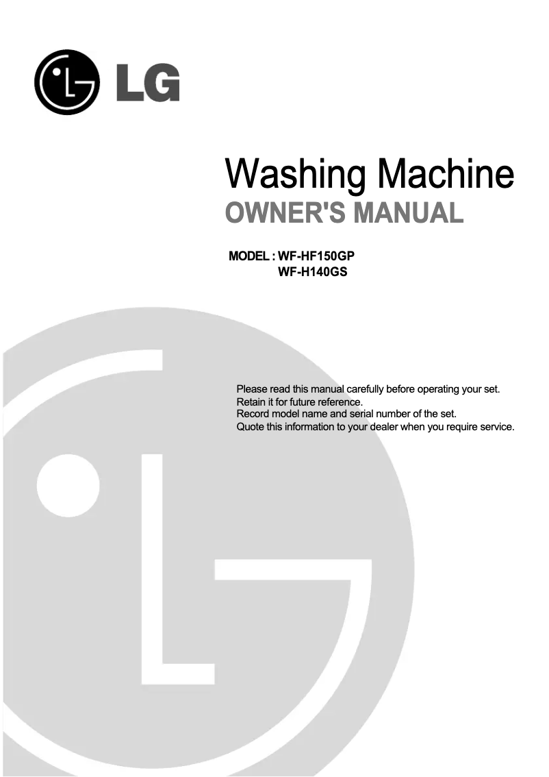 Image de la première page du manuel de l'appareil WF-H140GS