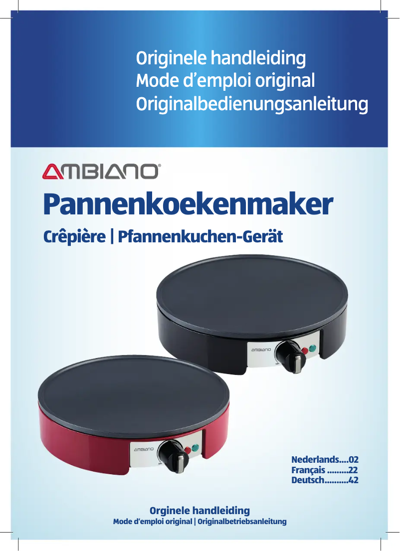 Page n°1 - Manuel utilisateur Ambiano GT-SF-CPM-03-CH